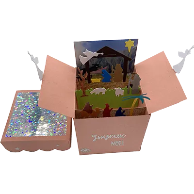 Creche-Noel - Crèche de Noël miniature pop-up – Boîte décorative