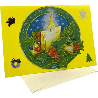 Houx et bougie de Noël